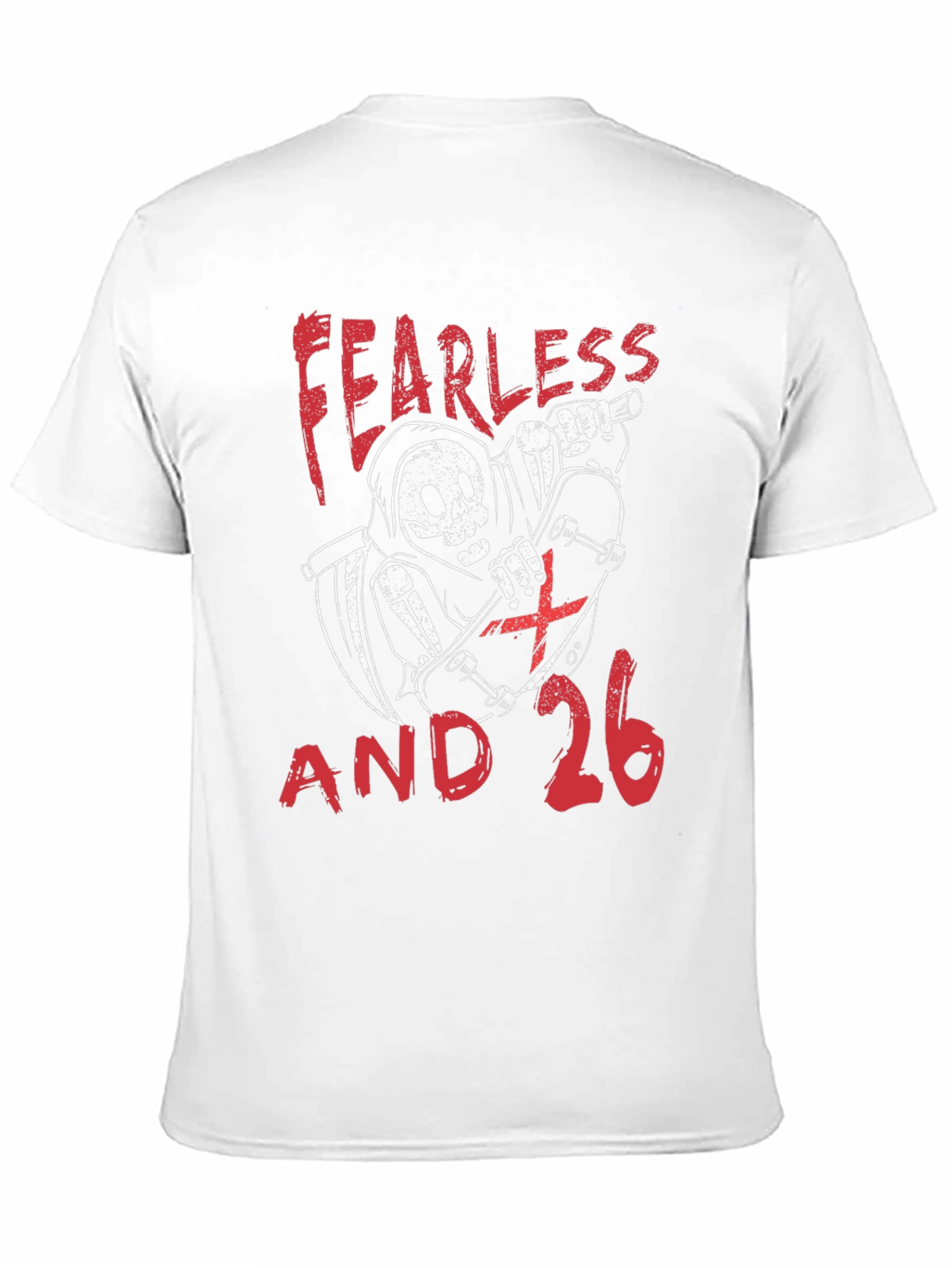 Fearless and 26 T-Shirt - Skateboard Reaper Design