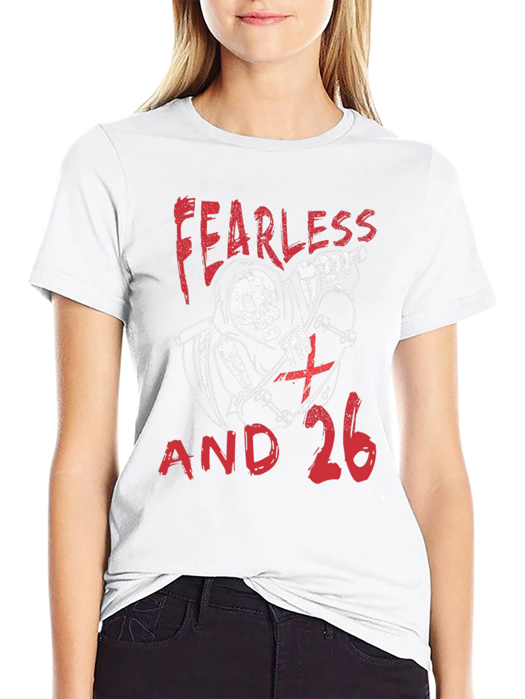 Fearless and 26 T-Shirt - Skateboard Reaper Design