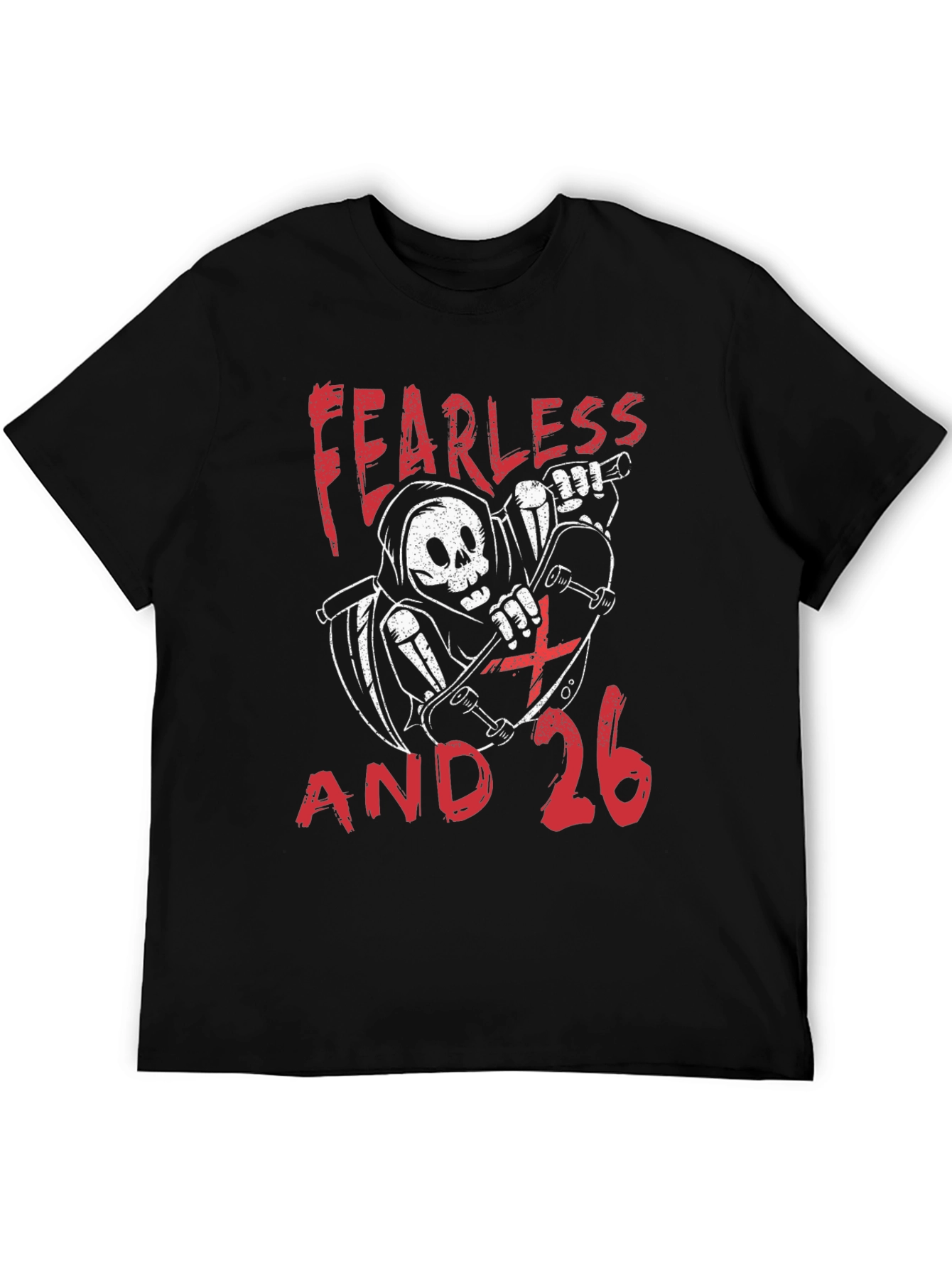 Fearless and 26 T-Shirt - Skateboard Reaper Design