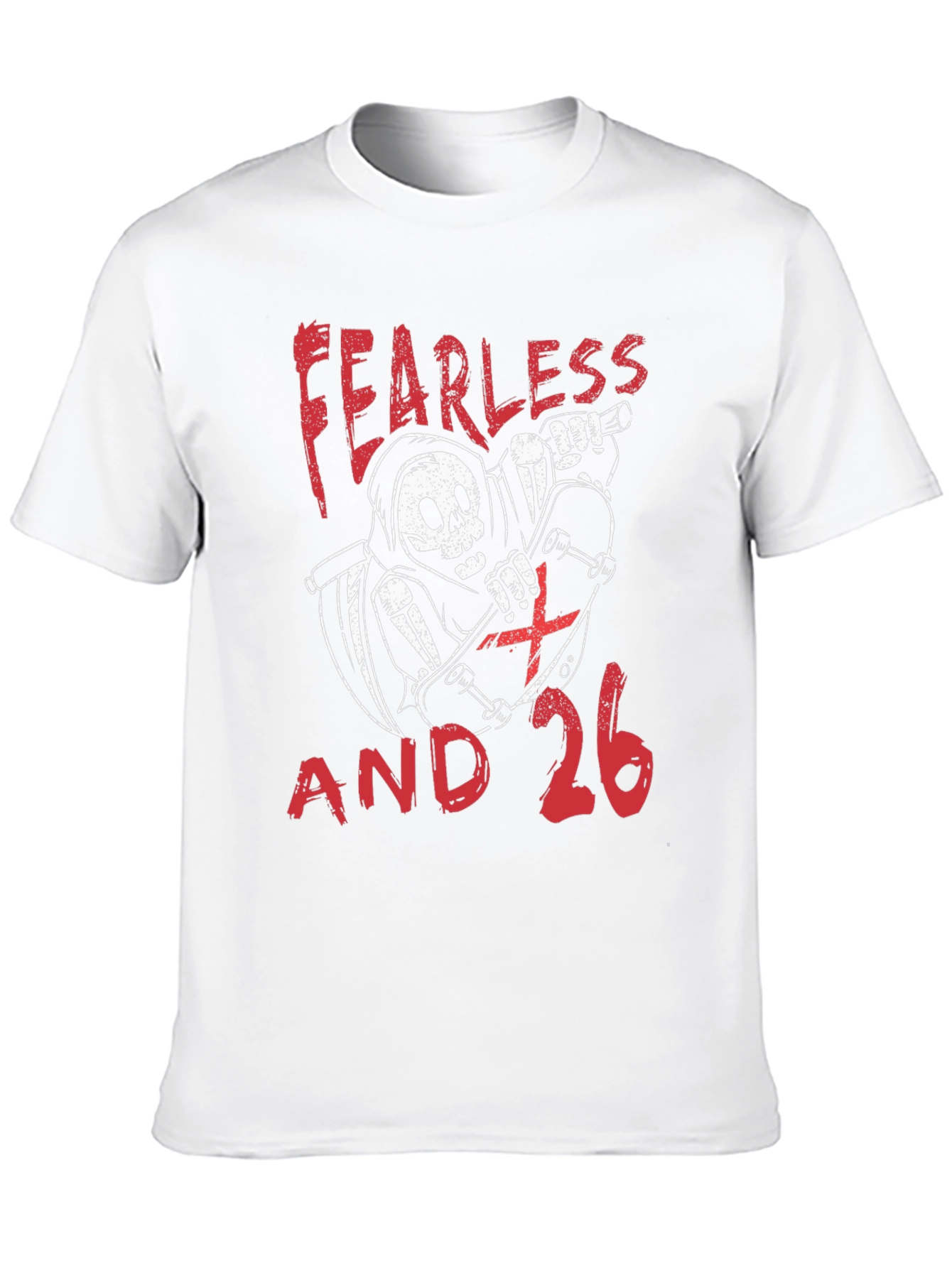 Fearless and 26 T-Shirt - Skateboard Reaper Design