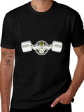 Weightlifting Bulldog Graphic Tee - Black Cotton