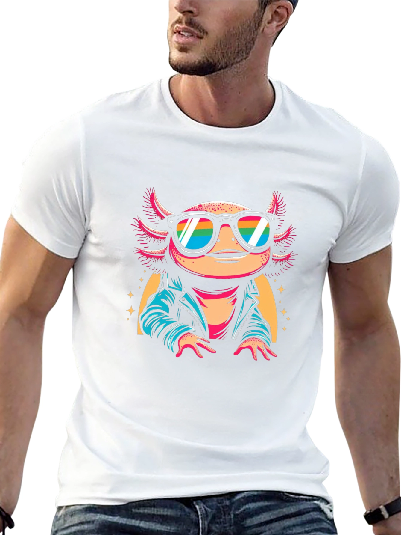 Cool Axolotl T-Shirt - Rainbow Sunglasses