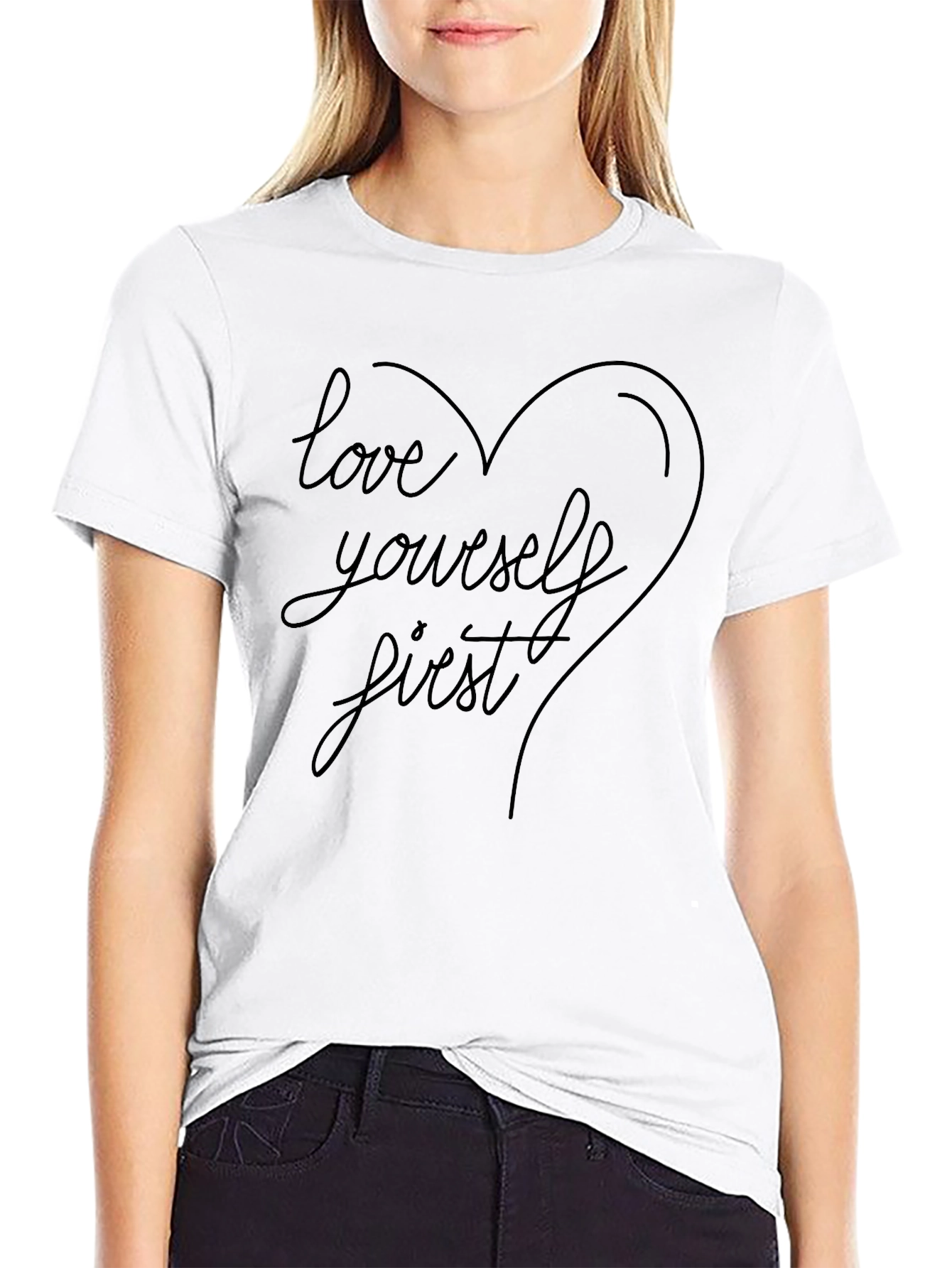 Love Yourself First Black Graphic Tee