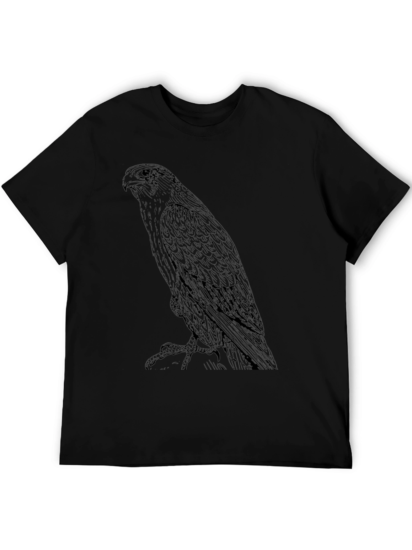 Black T-Shirt with Falcon Print