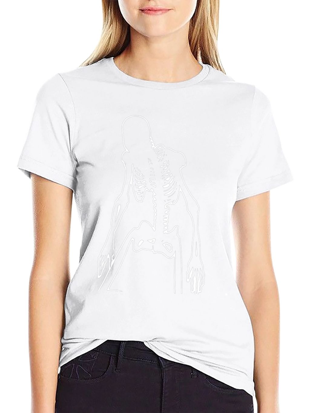 Skeleton Outline Graphic Tee - Black
