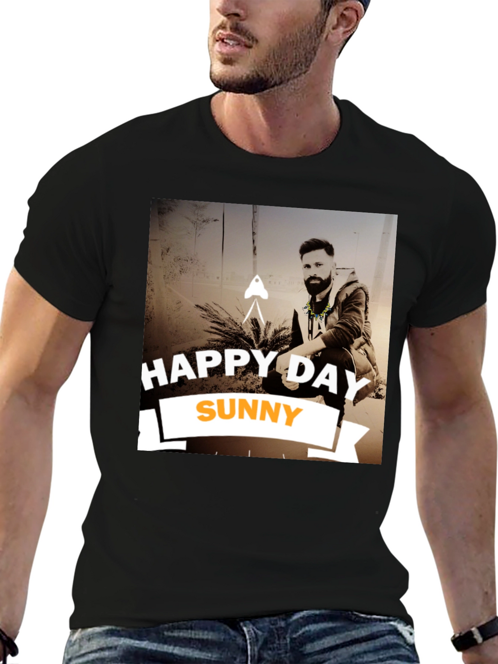 Happy Day Sunny Black Graphic T-Shirt