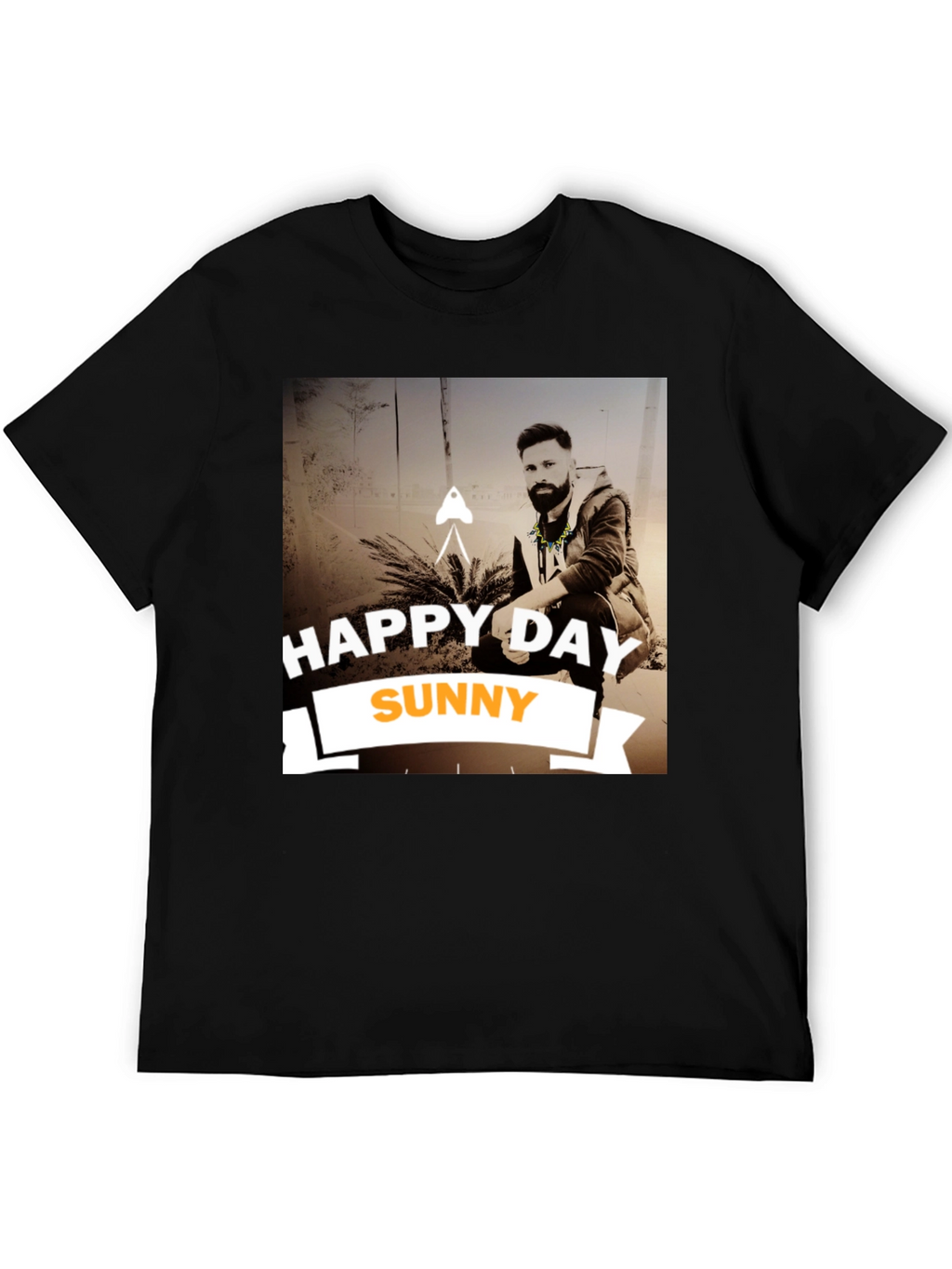 Happy Day Sunny Black Graphic T-Shirt