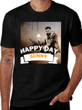 Happy Day Sunny Black Graphic T-Shirt