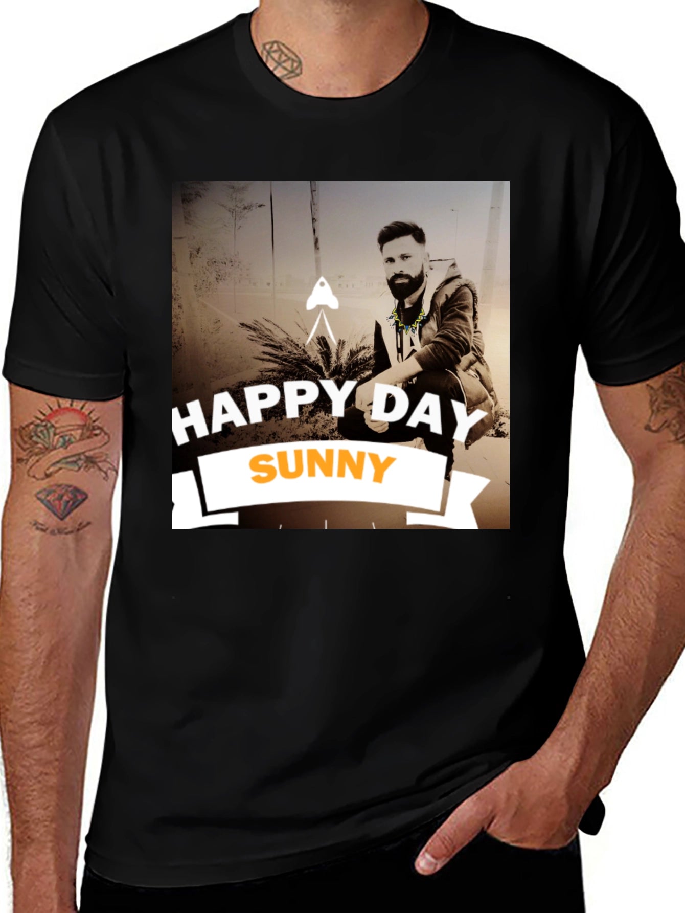 Happy Day Sunny Black Graphic T-Shirt