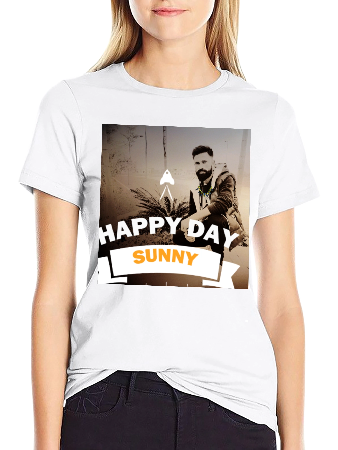 Happy Day Sunny Black Graphic T-Shirt