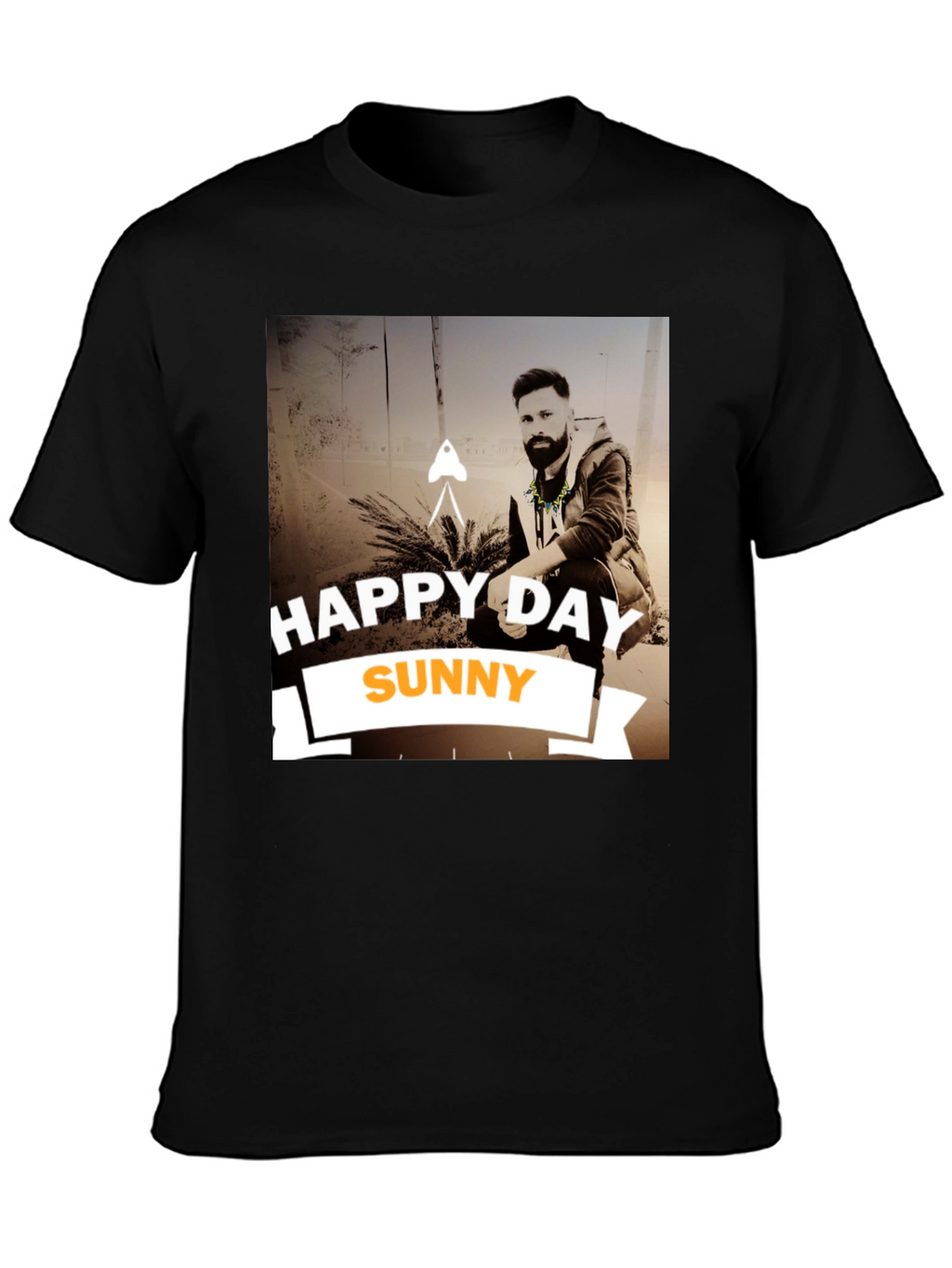 Happy Day Sunny Black Graphic T-Shirt