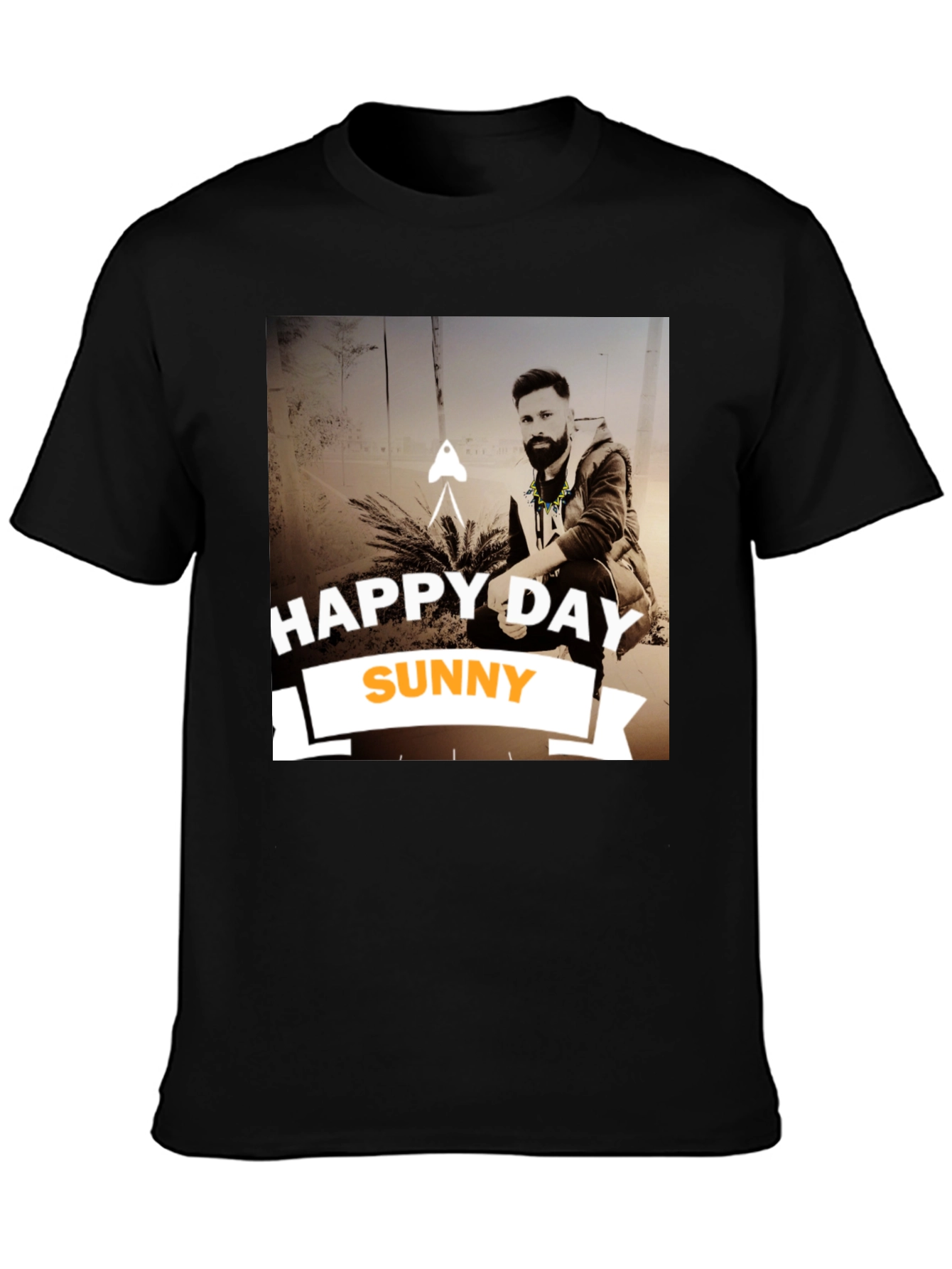 Happy Day Sunny Black Graphic T-Shirt
