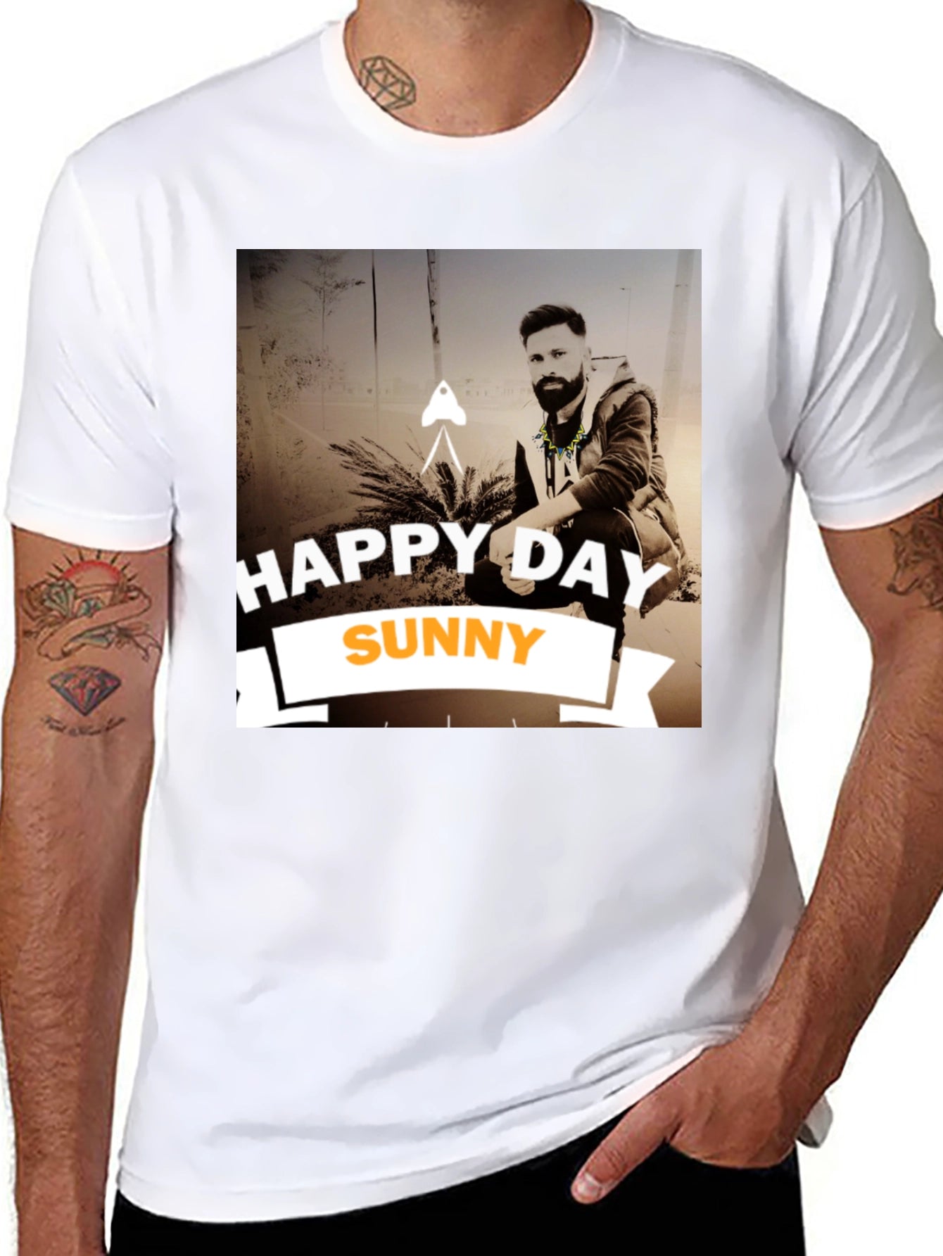 Happy Day Sunny Black Graphic T-Shirt