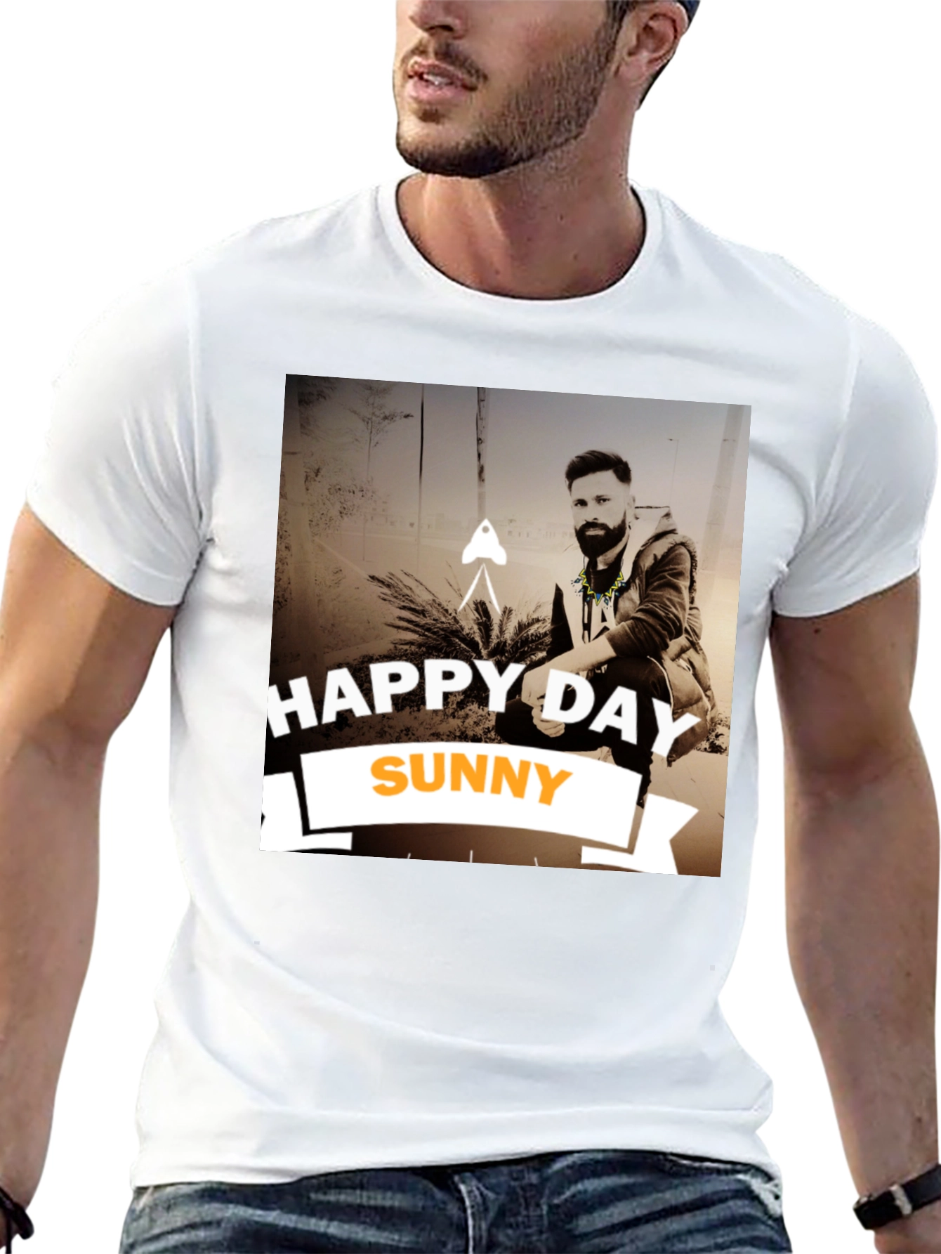 Happy Day Sunny Black Graphic T-Shirt