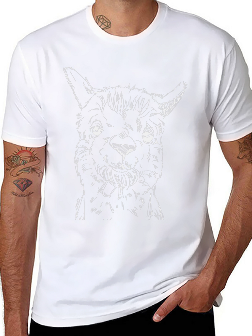 Sketch Alpaca Graphic T-Shirt - Black Cotton Tee
