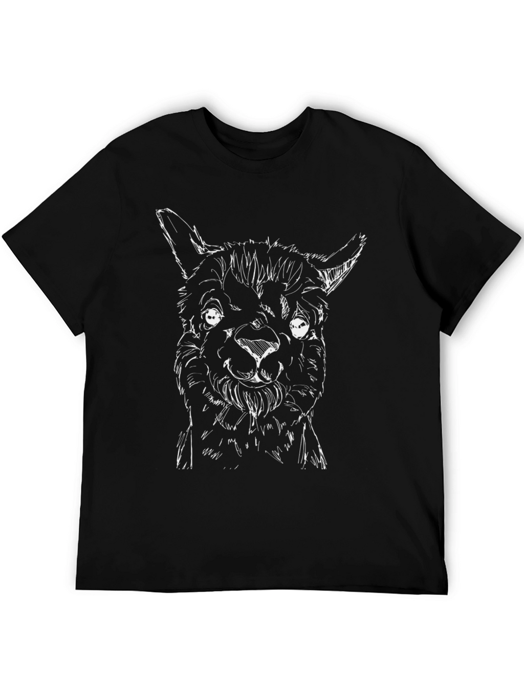 Sketch Alpaca Graphic T-Shirt - Black Cotton Tee