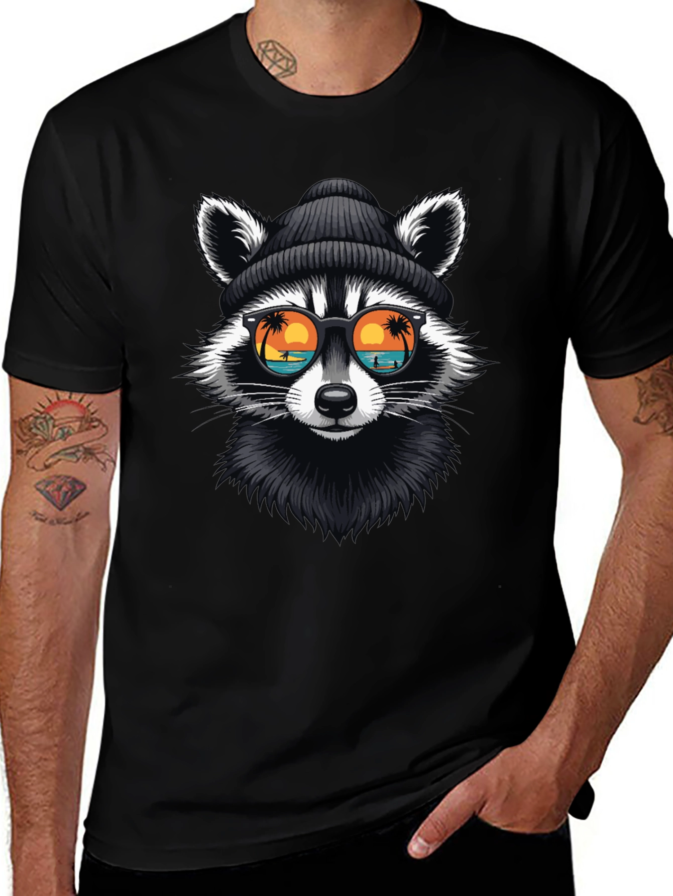 Cool Raccoon Graphic T-Shirt - Beach Vibes