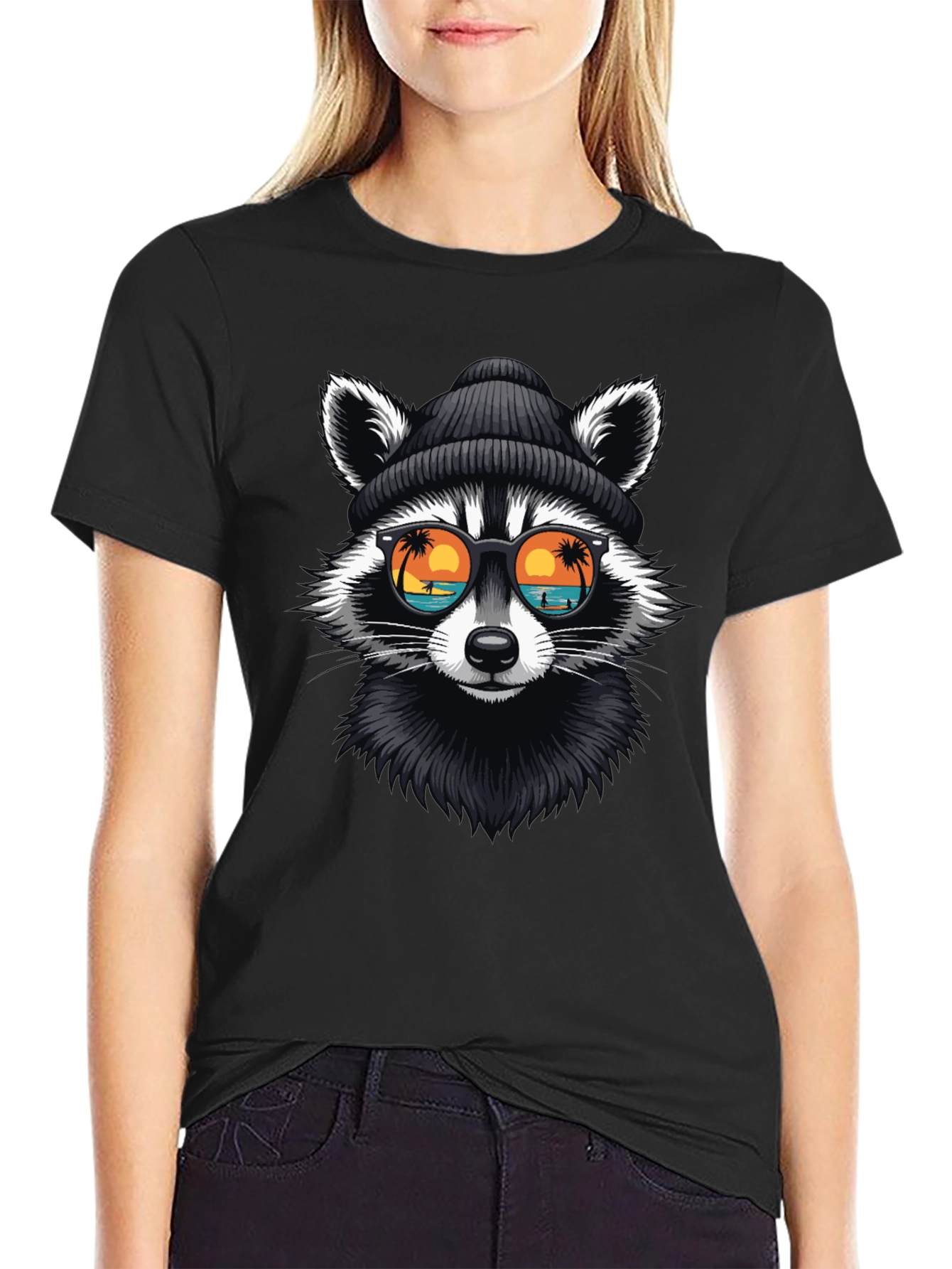 Cool Raccoon Graphic T-Shirt - Beach Vibes