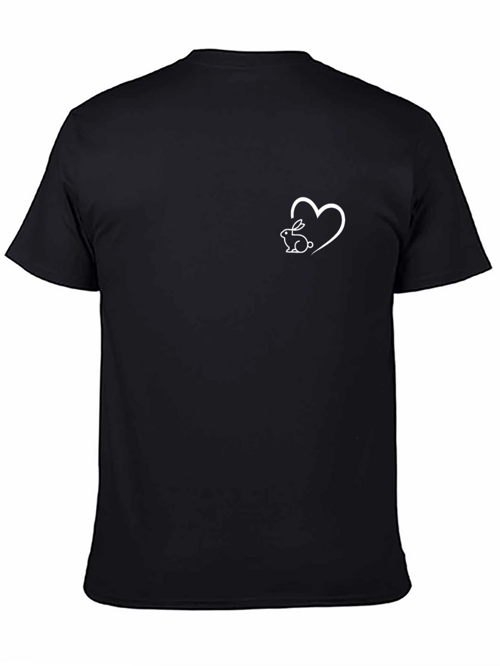 Black T-Shirt with Bunny Heart Graphic