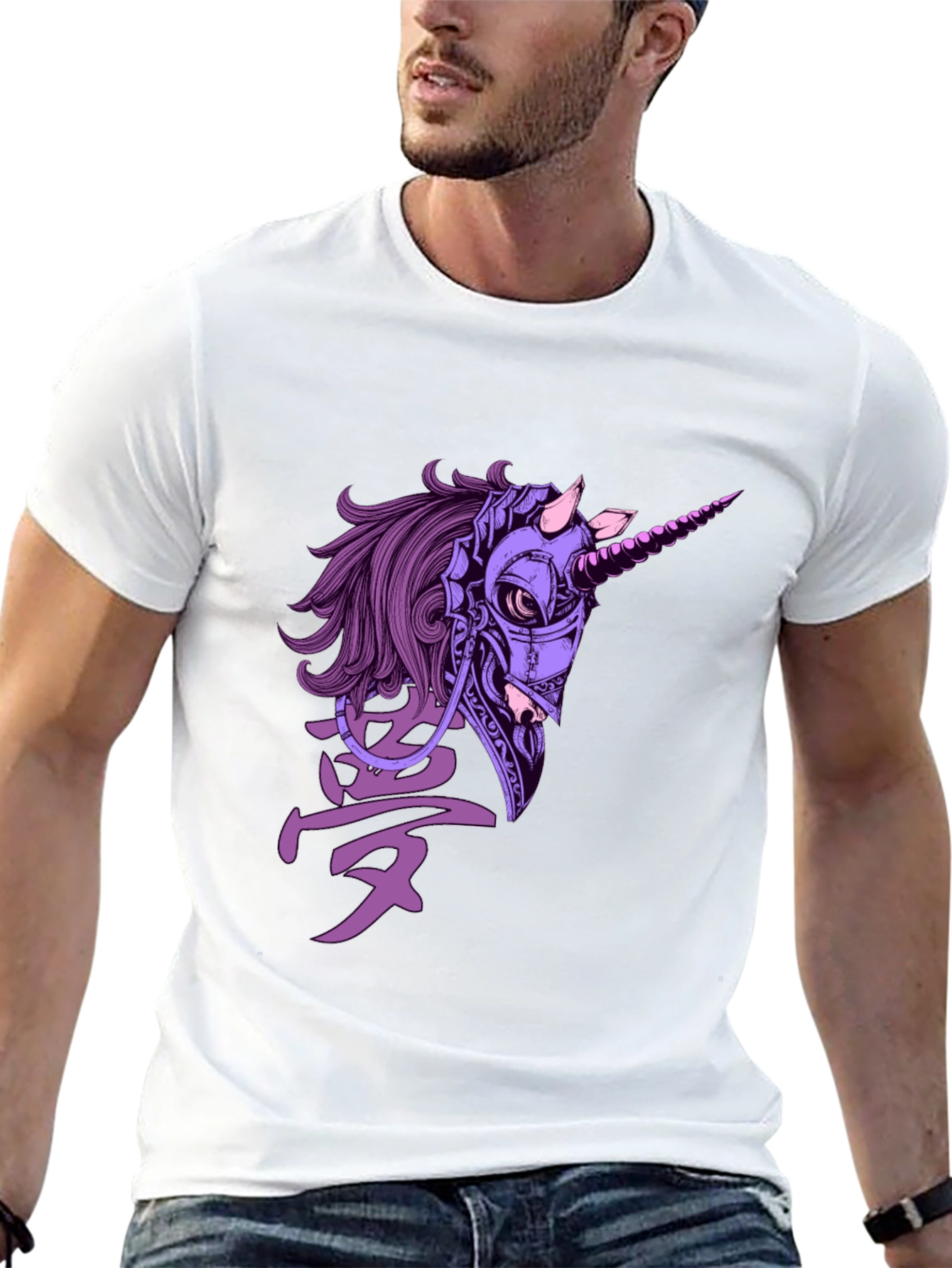 Cyberpunk Unicorn Graphic T-Shirt - Black