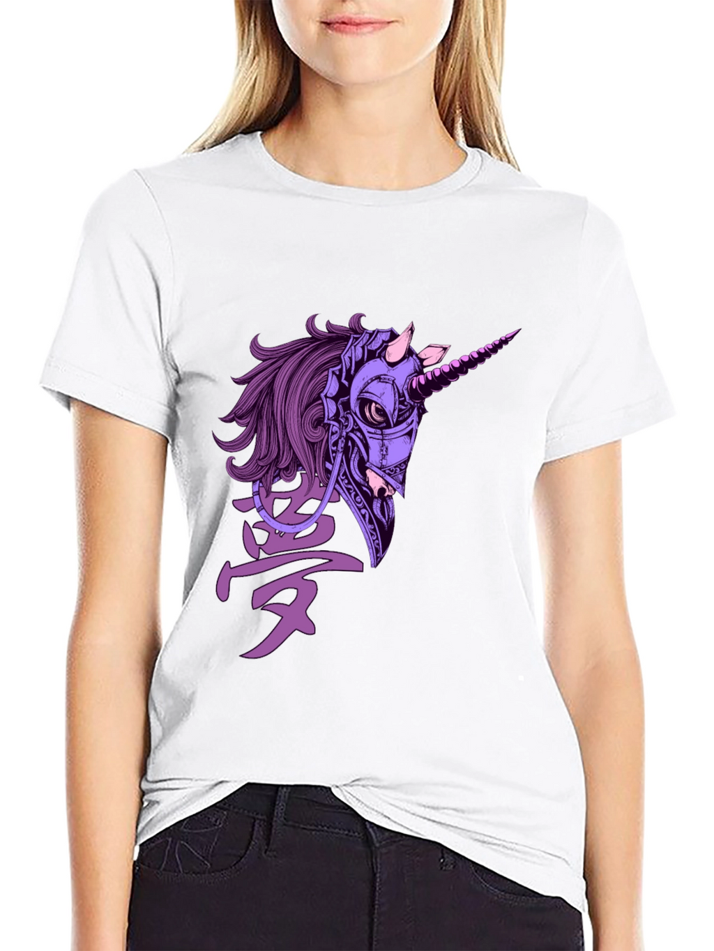 Cyberpunk Unicorn Graphic T-Shirt - Black