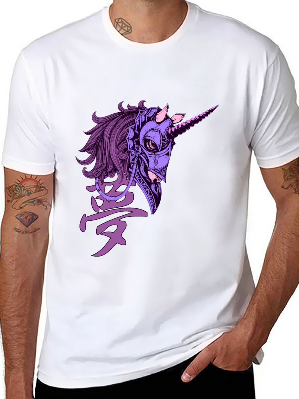 Cyberpunk Unicorn Graphic T-Shirt - Black