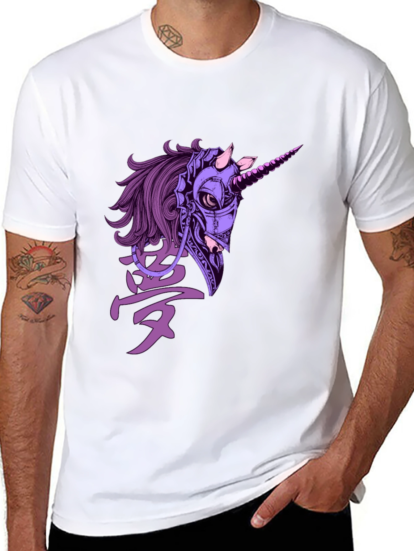 Cyberpunk Unicorn Graphic T-Shirt - Black