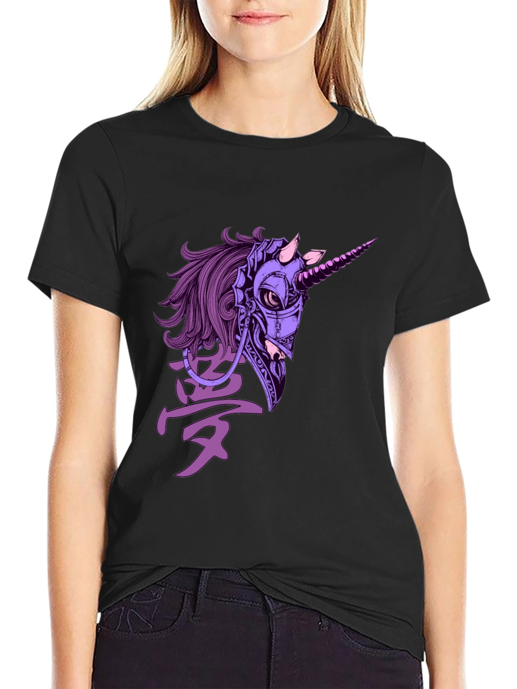 Cyberpunk Unicorn Graphic T-Shirt - Black