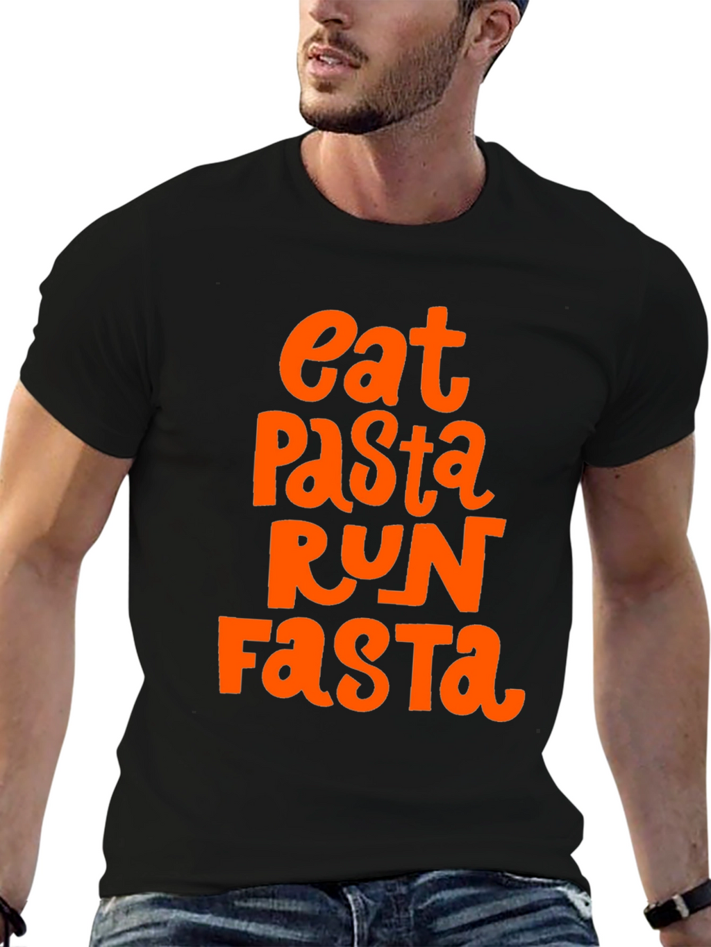 Eat Pasta Run Fasta Graphic T-Shirt