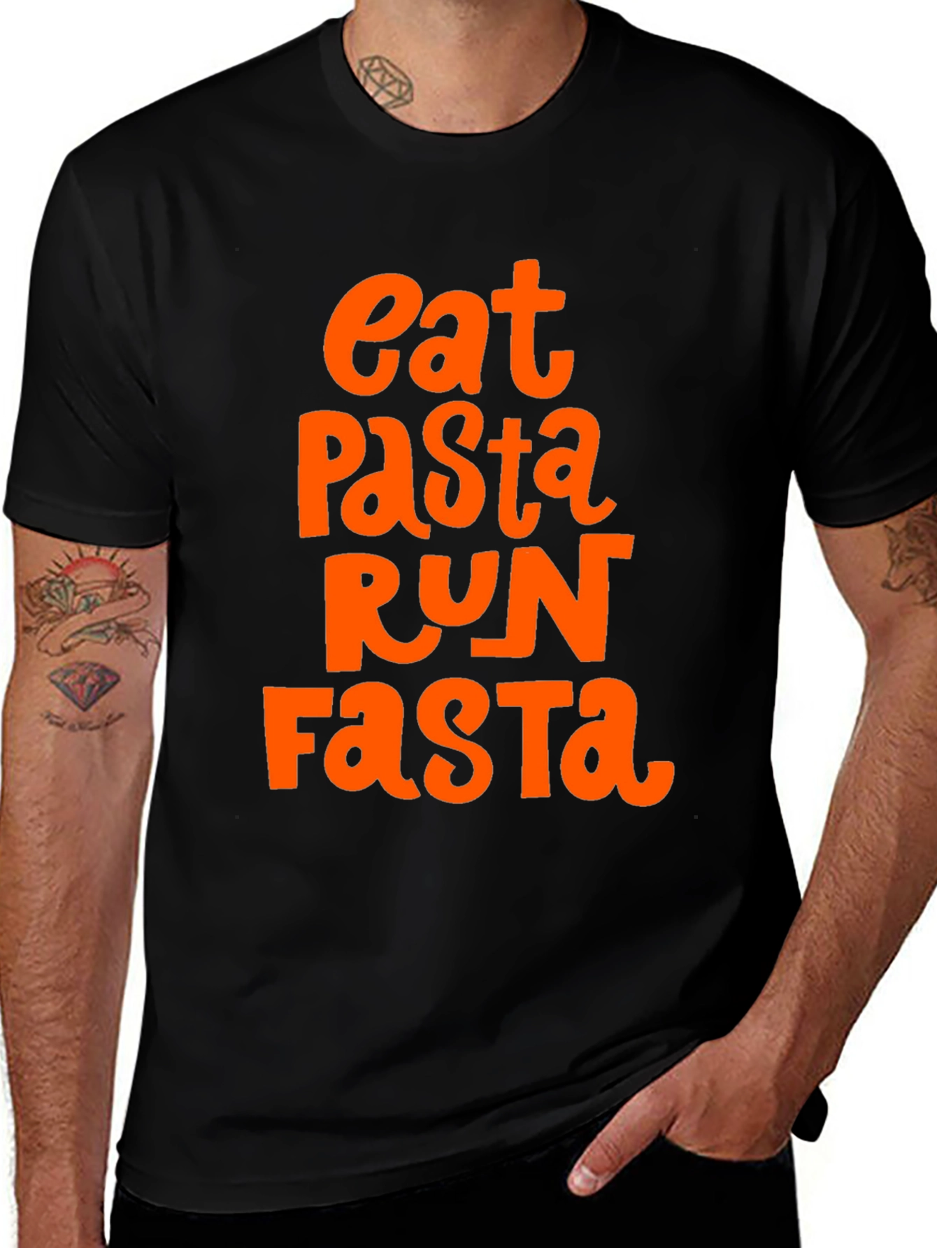 Eat Pasta Run Fasta Graphic T-Shirt
