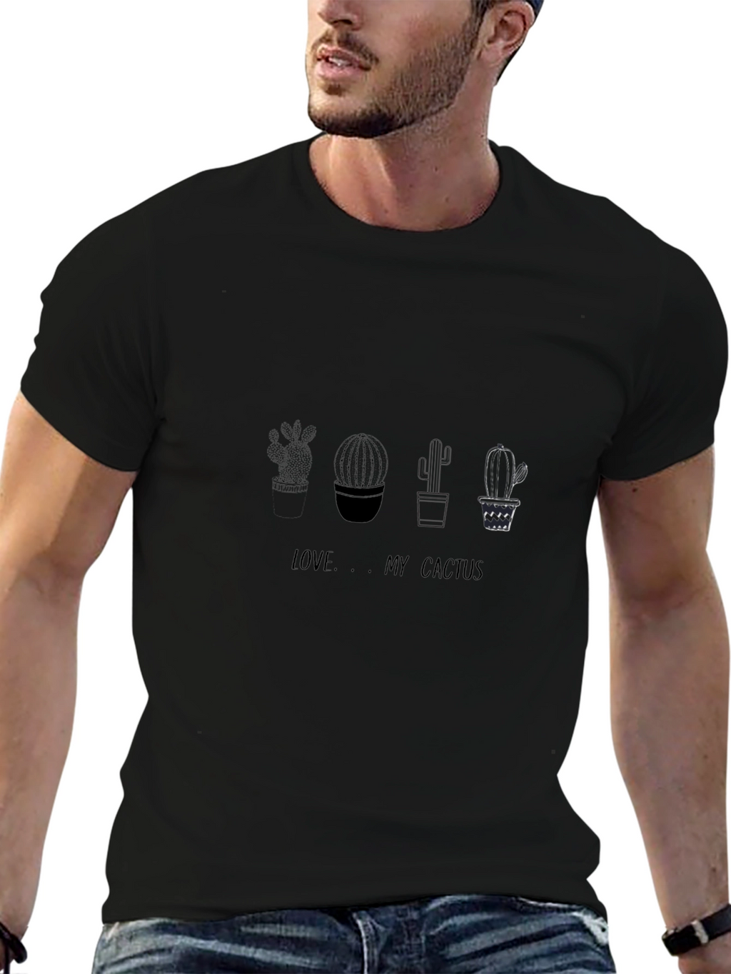 Love My Cactus Graphic Tee - Black Unisex T-Shirt