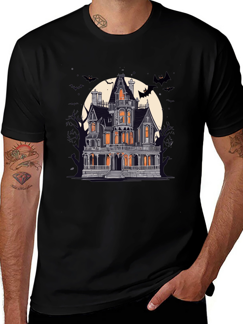 Spooky Haunted House Graphic Tee