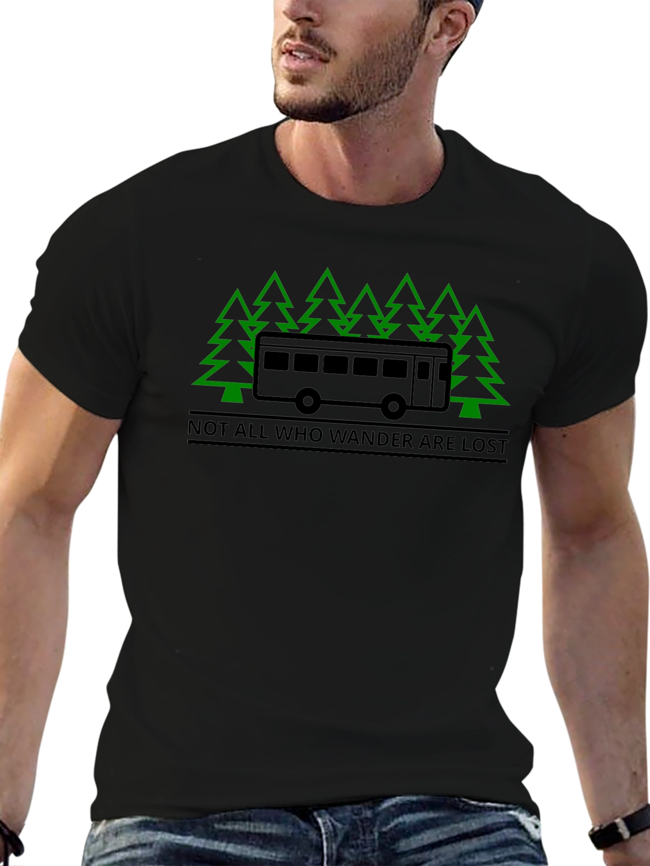 Wanderlust Bus & Trees Graphic T-Shirt