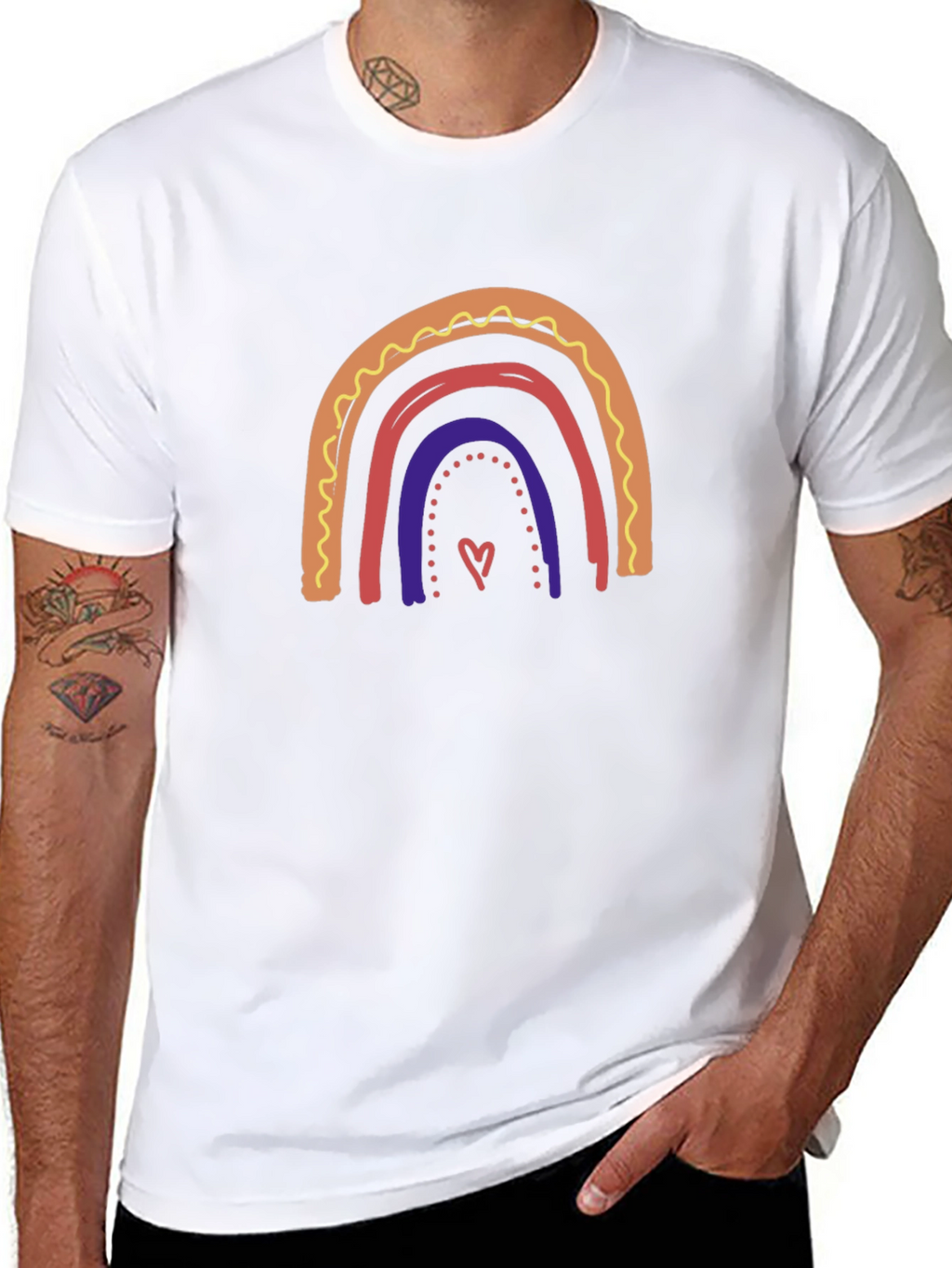 Rainbow Heart Graphic Black T-Shirt