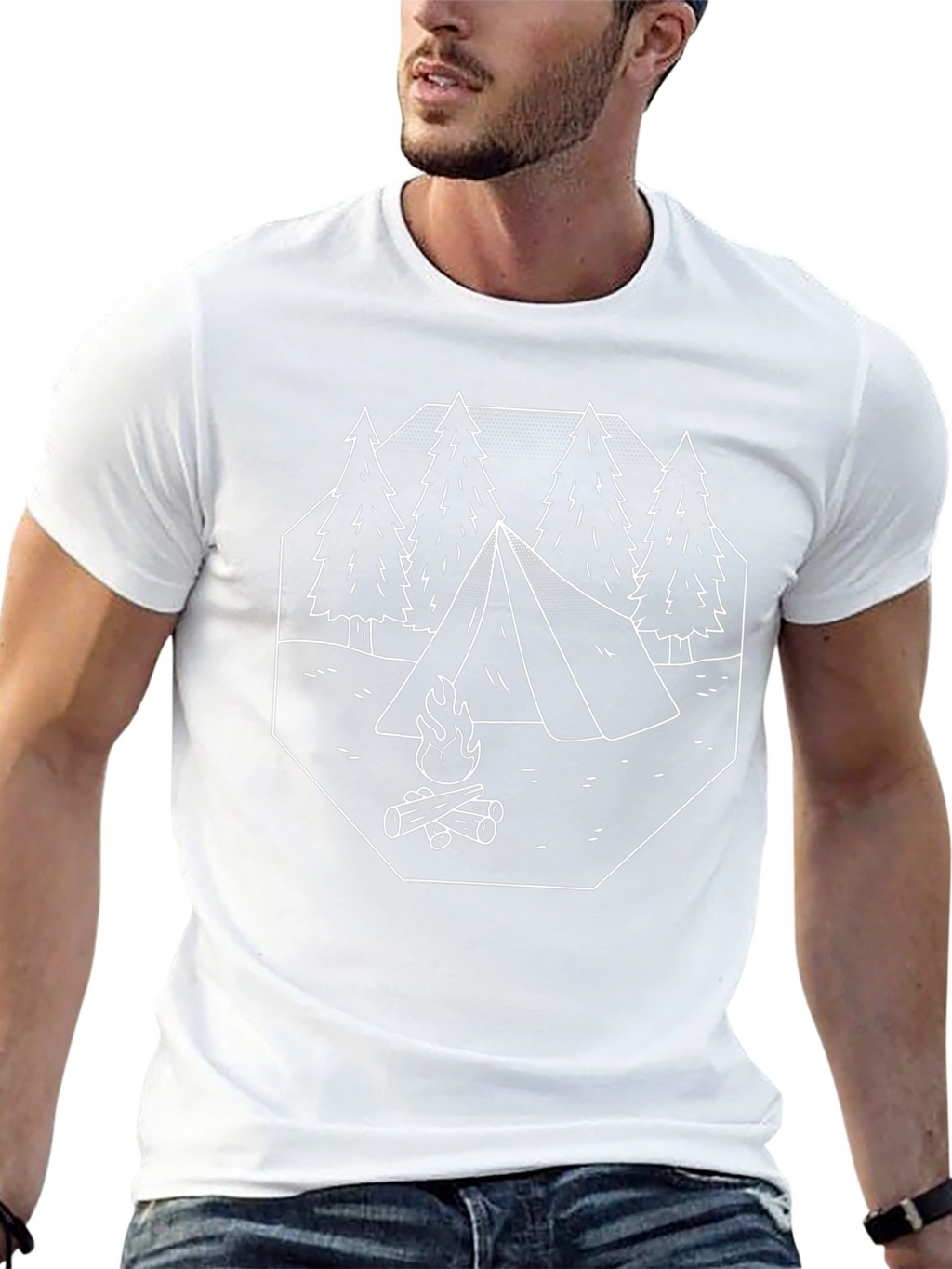 Camping Adventure Black Graphic T-Shirt