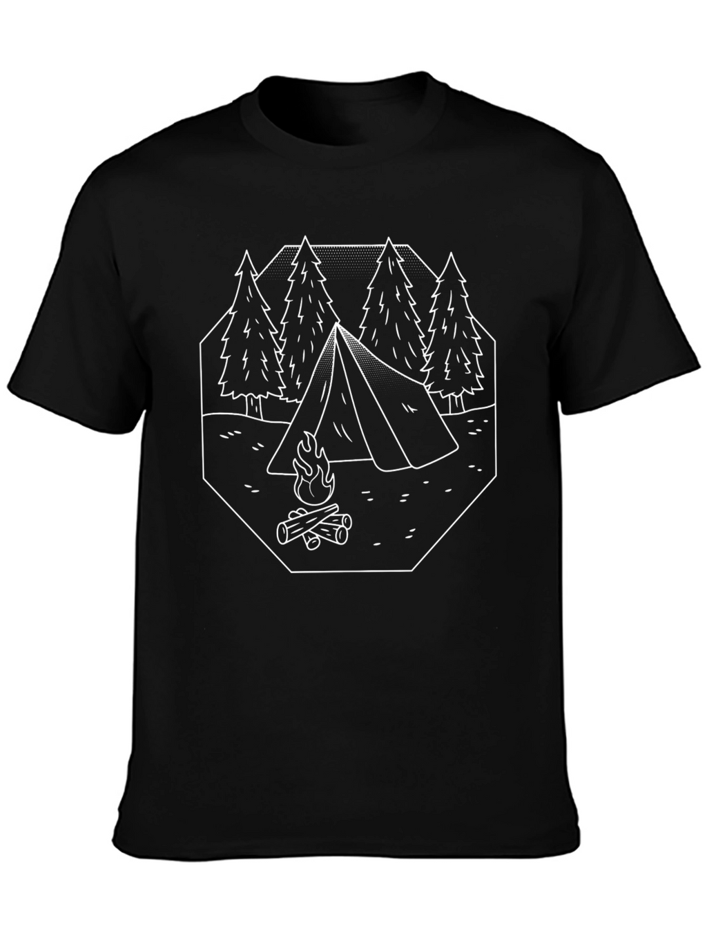 Camping Adventure Black Graphic T-Shirt