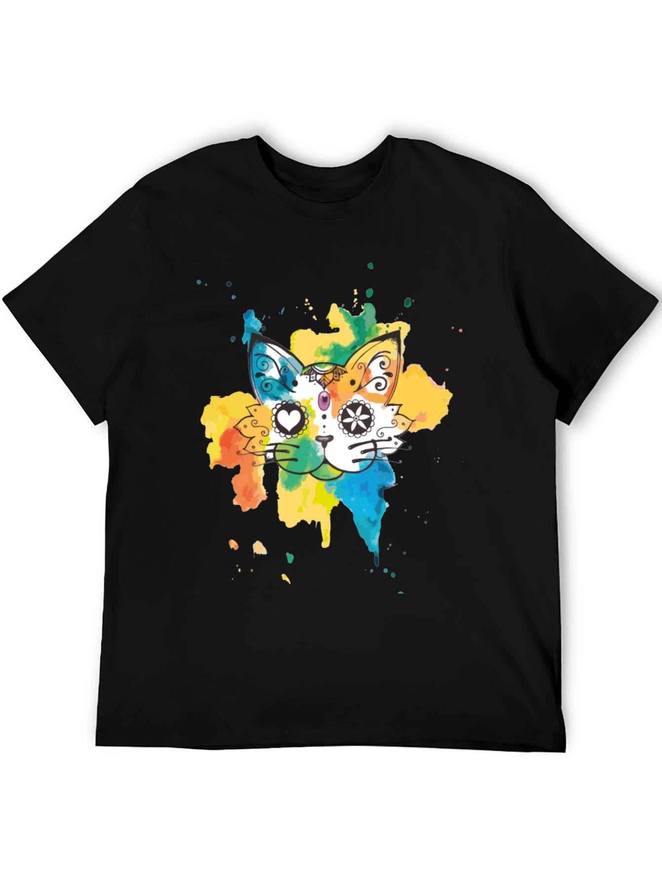 Colorful Cat T-Shirt - Whimsical Design Tee