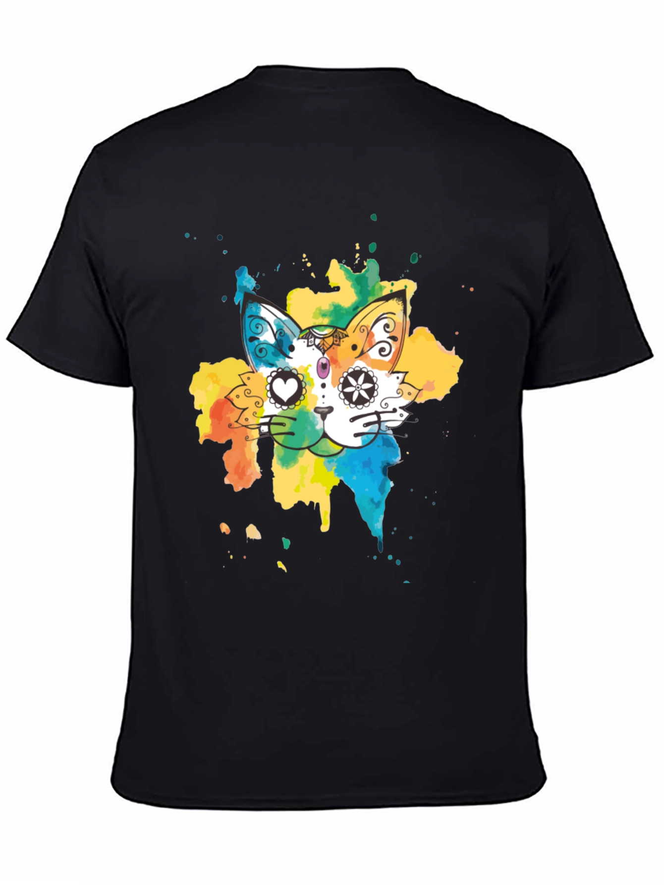 Colorful Cat T-Shirt - Whimsical Design Tee