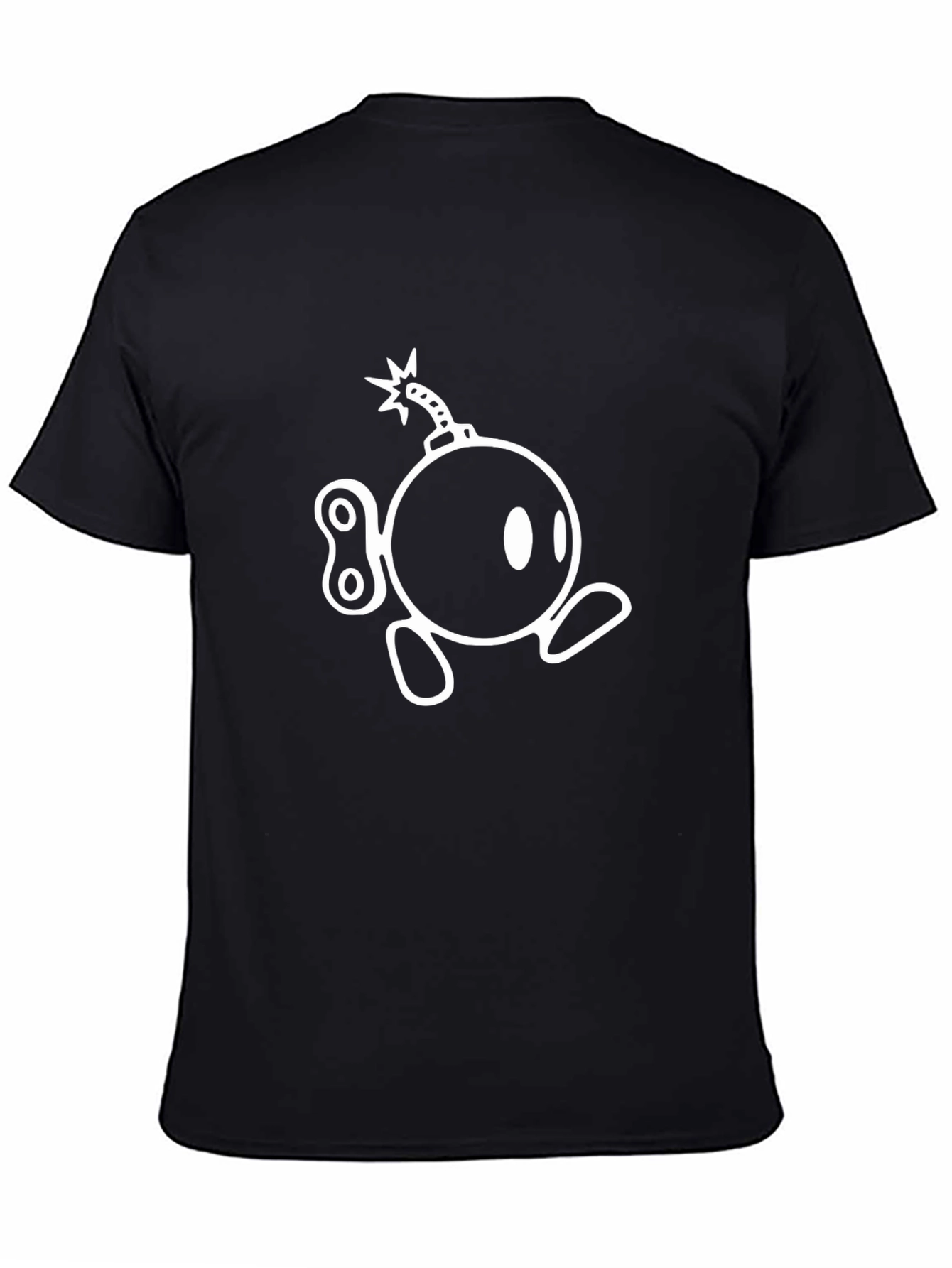 Black T-Shirt with Whimsical Bomb Design