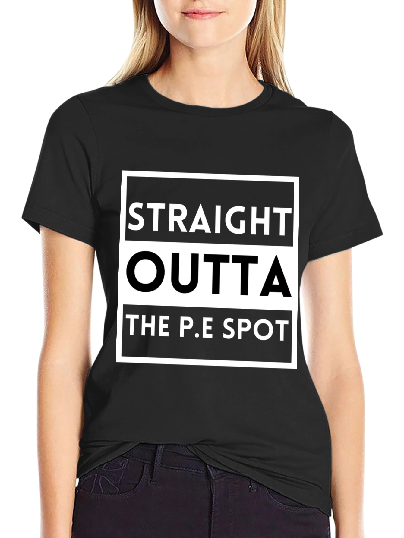 Straight Outta The P.E Spot Black T-Shirt
