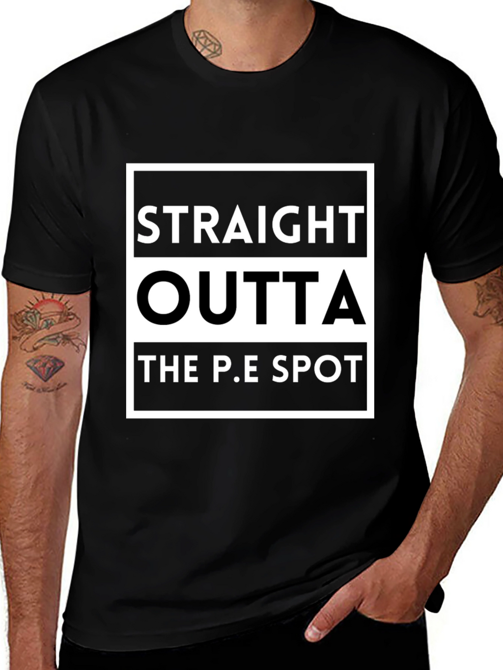 Straight Outta The P.E Spot Black T-Shirt