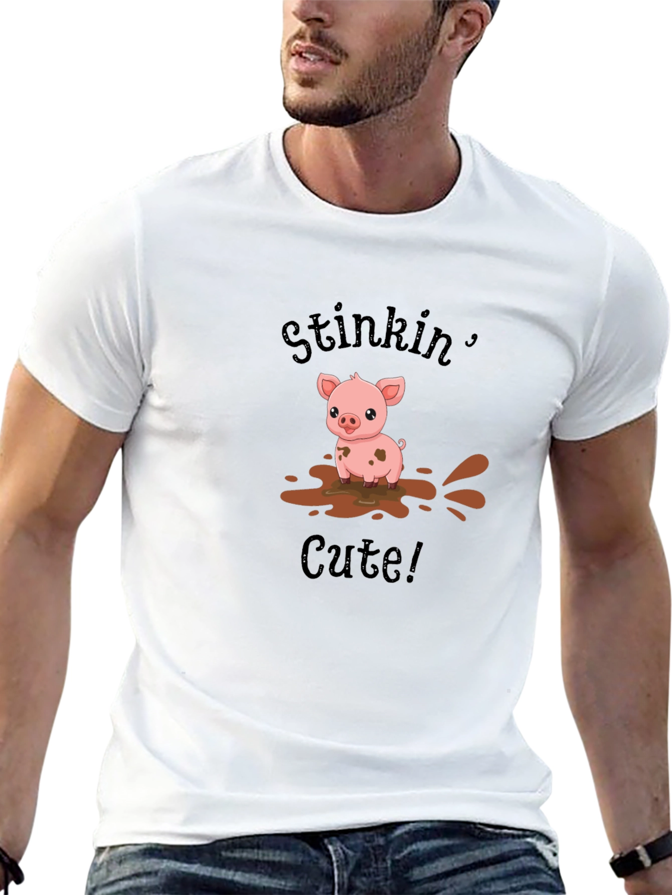 Stinkin Cute Pig Black T-Shirt
