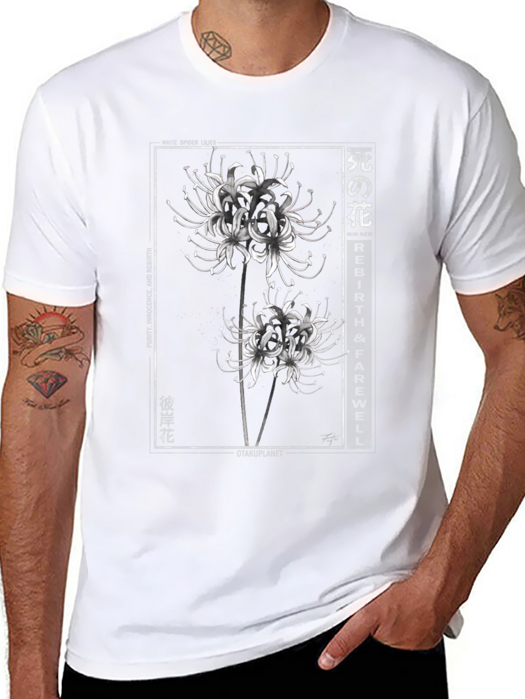 White Spider Lily Graphic T-Shirt