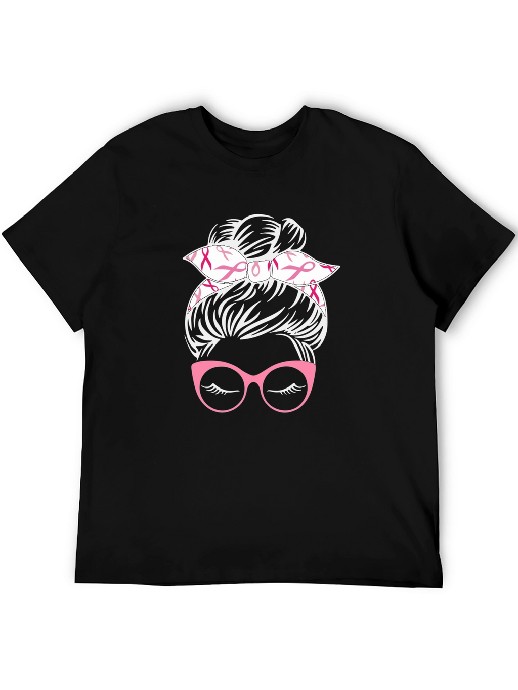 Messy Bun Breast Cancer Awareness T-Shirt