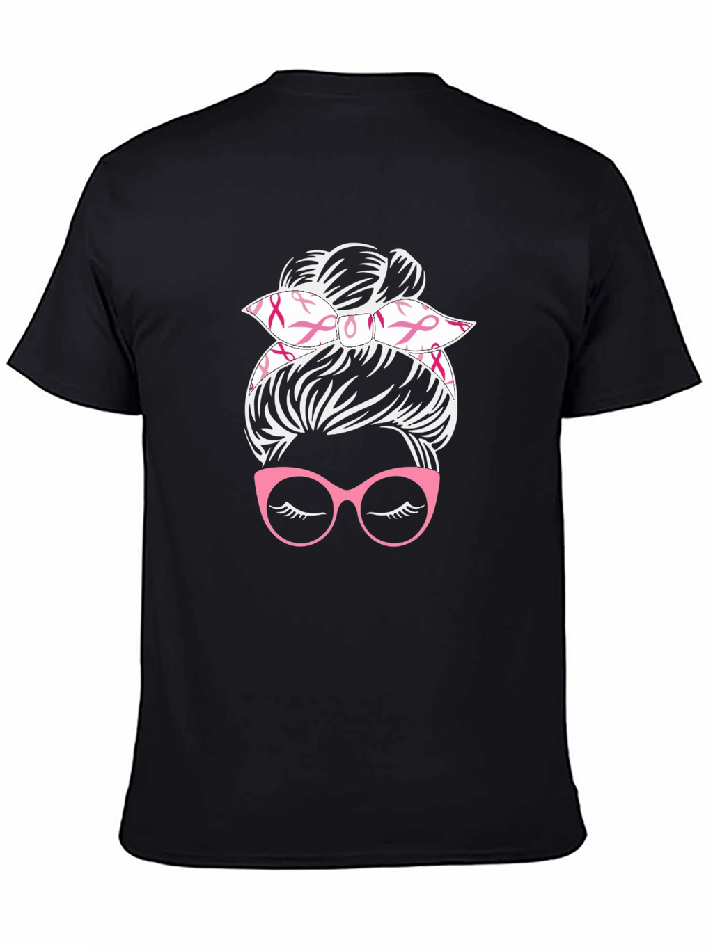 Messy Bun Breast Cancer Awareness T-Shirt
