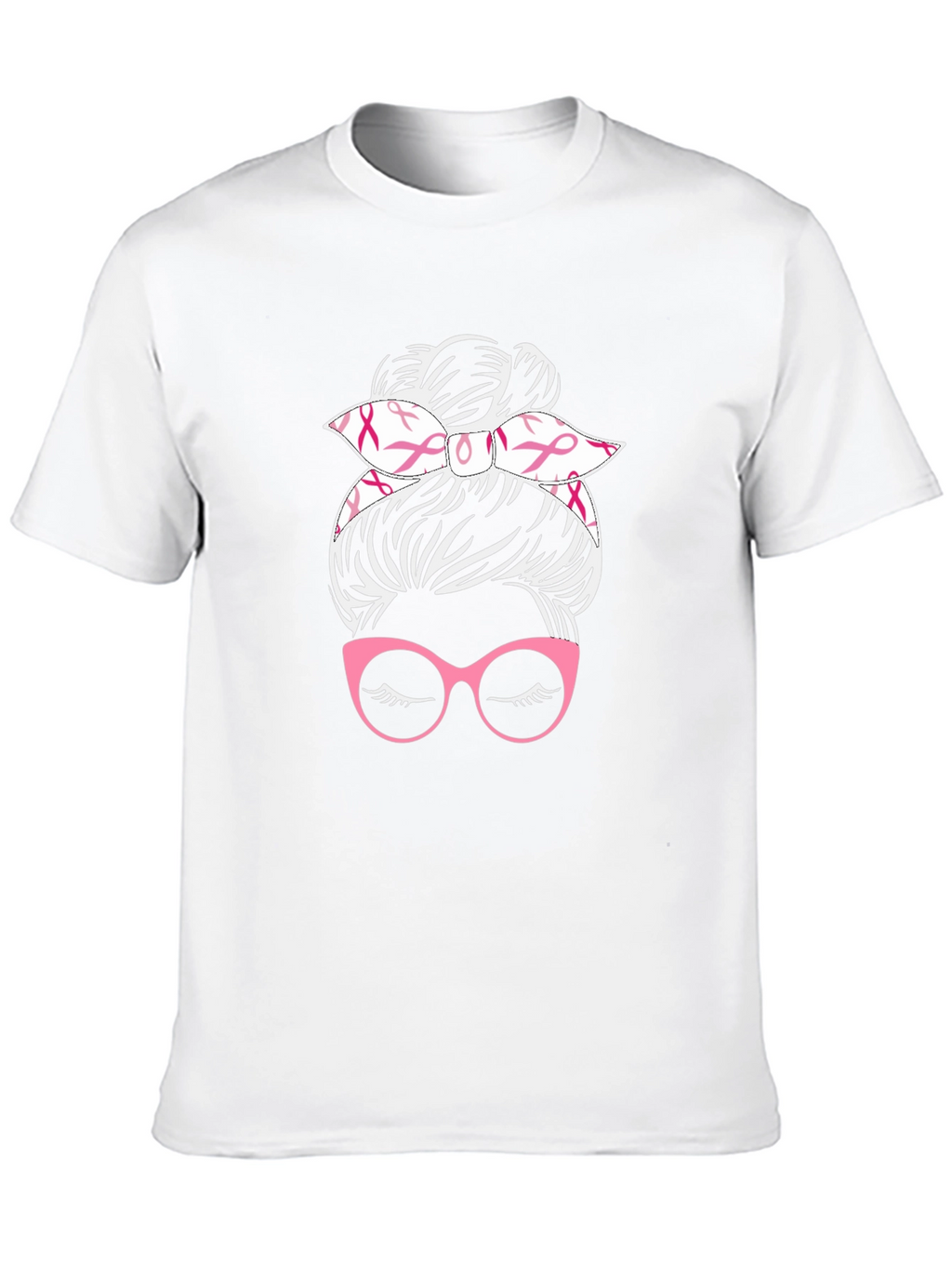 Messy Bun Breast Cancer Awareness T-Shirt