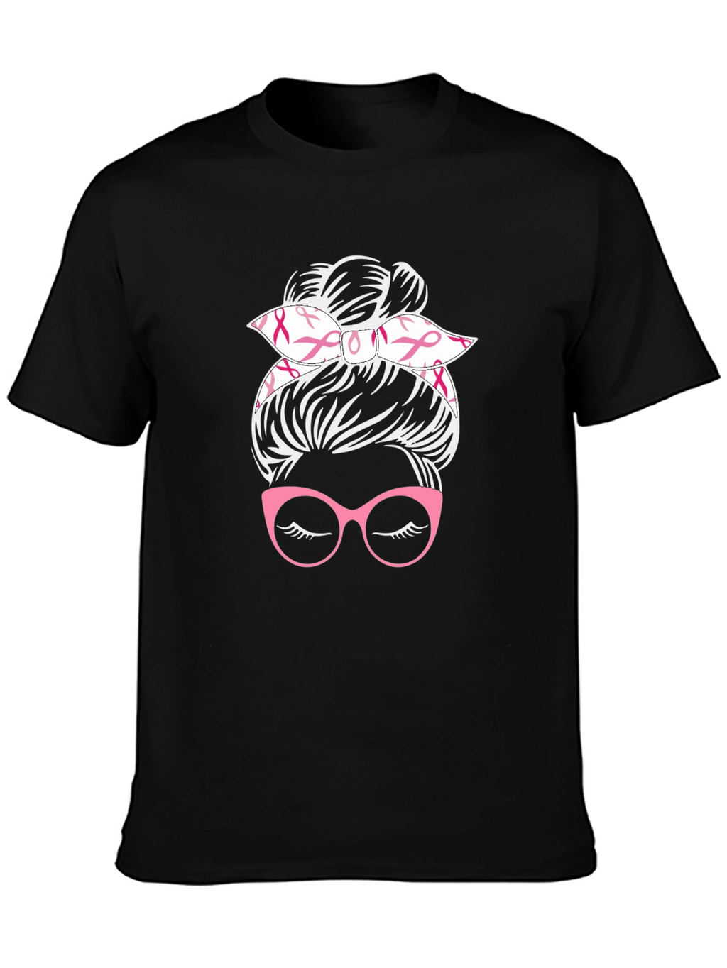 Messy Bun Breast Cancer Awareness T-Shirt