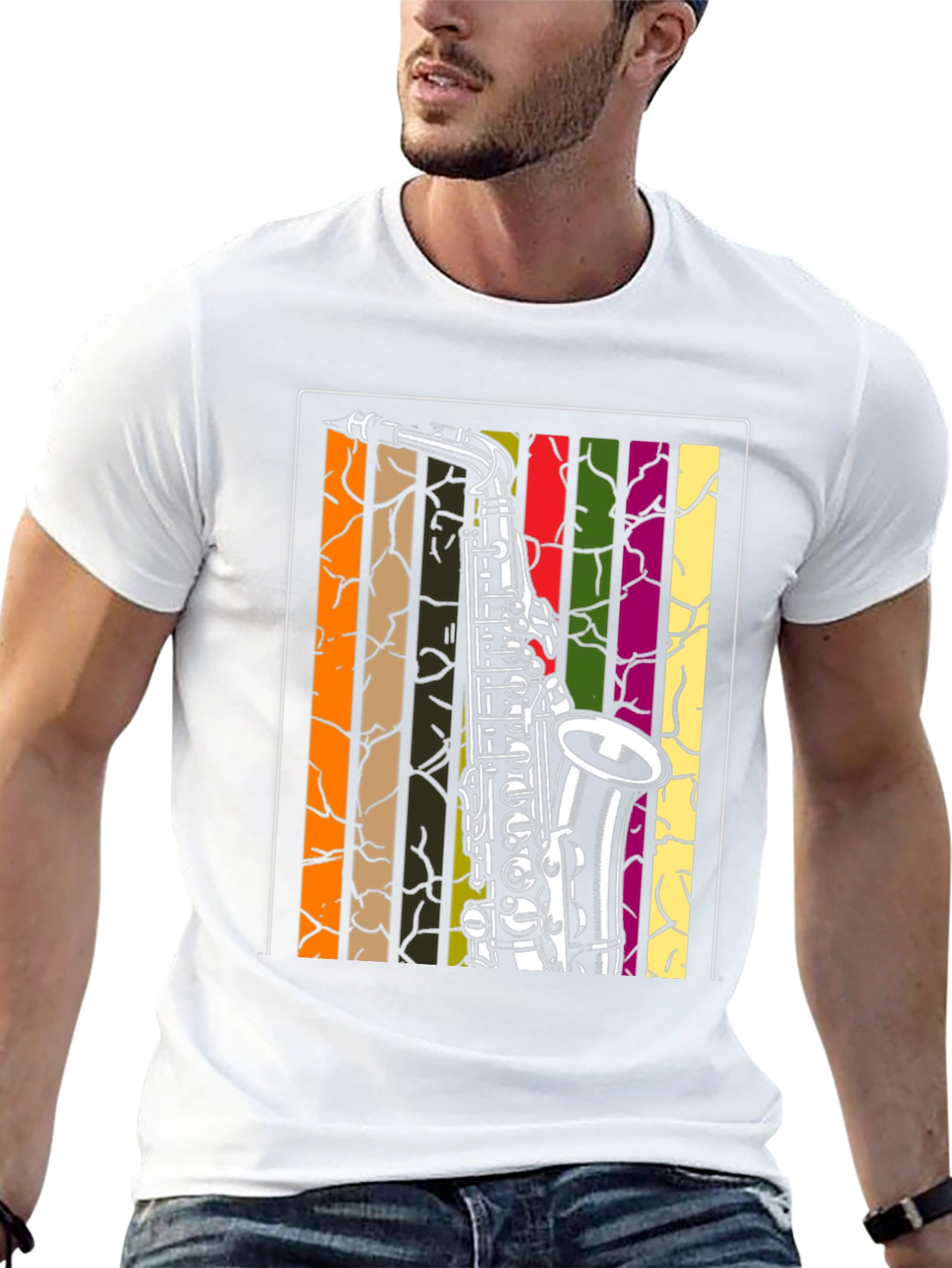 Saxophone Graphic Tee - Retro Music Lover Shirt
