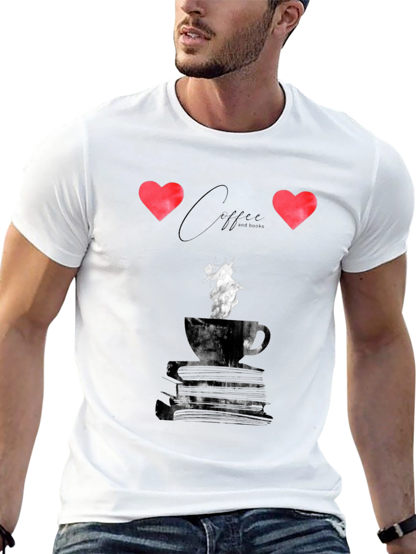 Coffee and Books Graphic Tee - Unisex Black T-Shirt