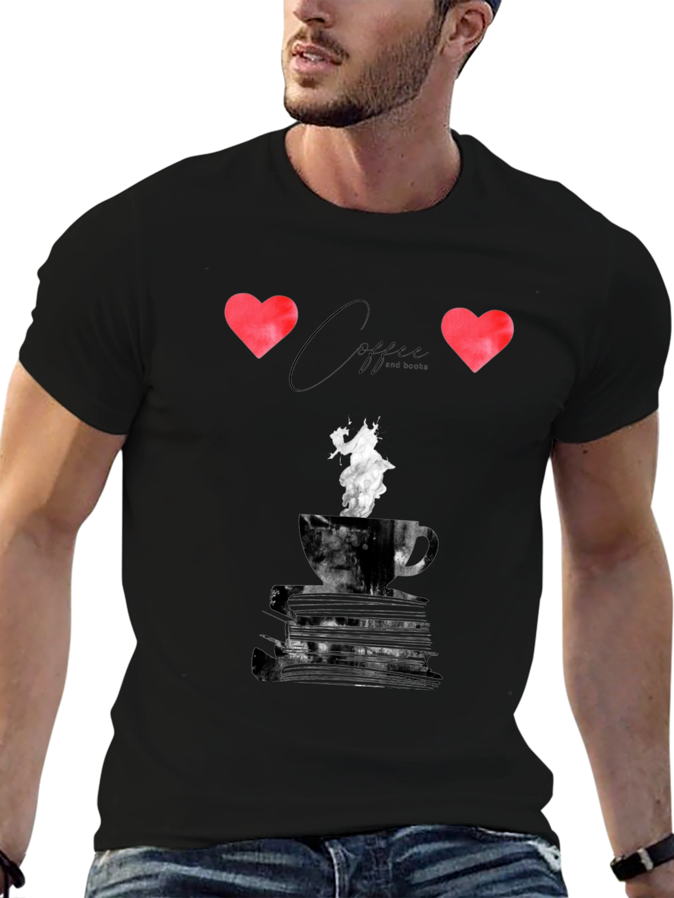 Coffee and Books Graphic Tee - Unisex Black T-Shirt